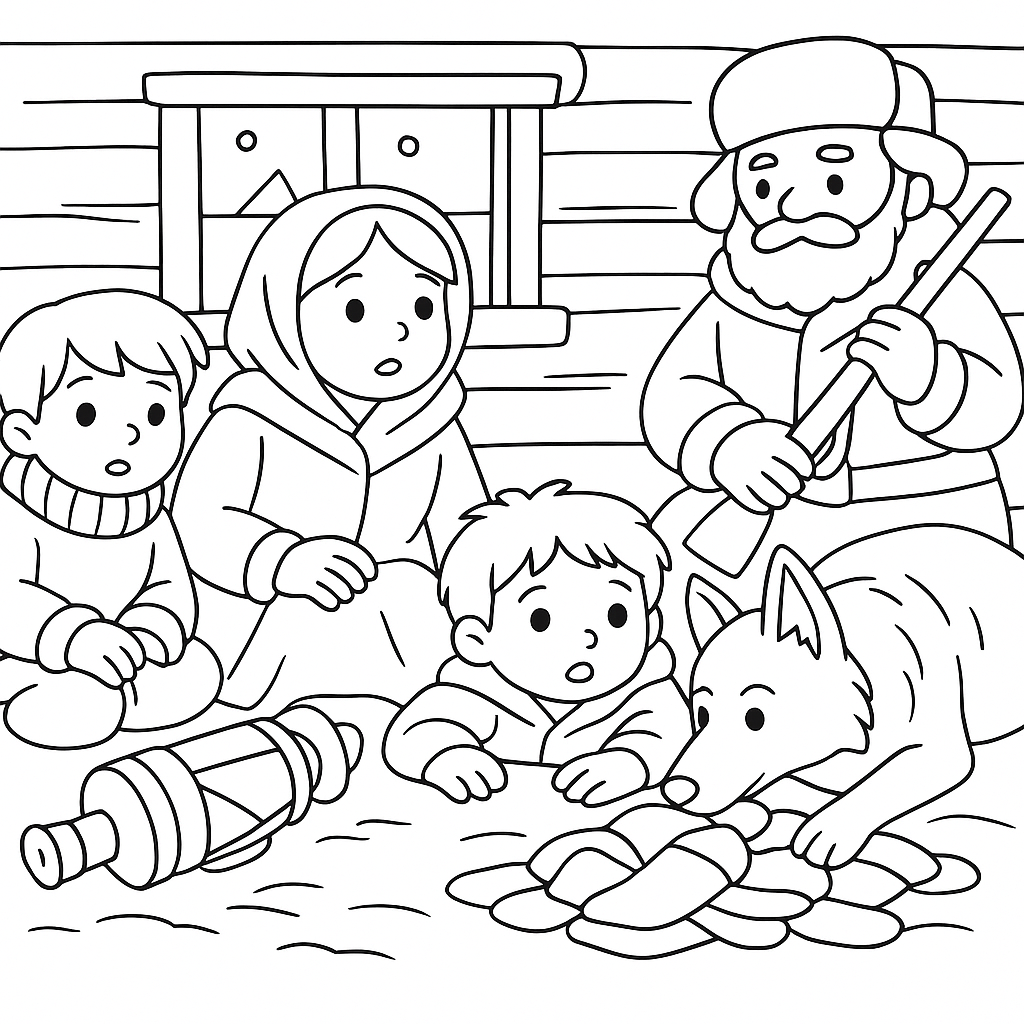 Раскраска по сказке "Чук и гек"