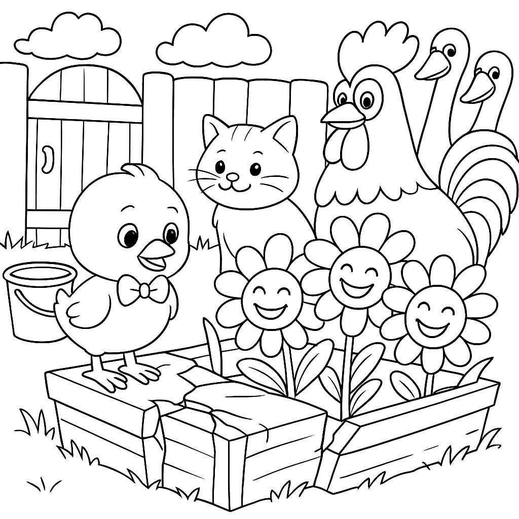 Раскраска по сказке "Кто громче кричит"