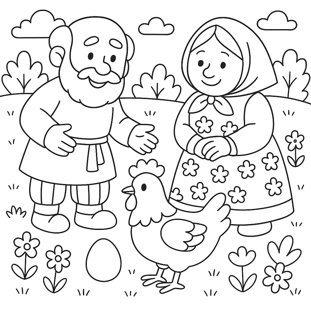 Раскраски: Курочка Ряба