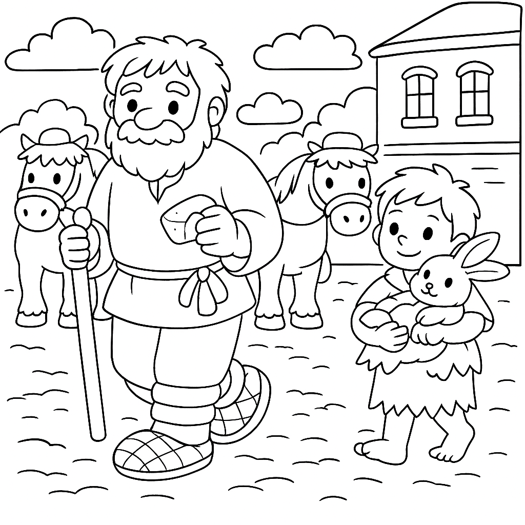 Раскраска по сказке "Заячьи лапы"