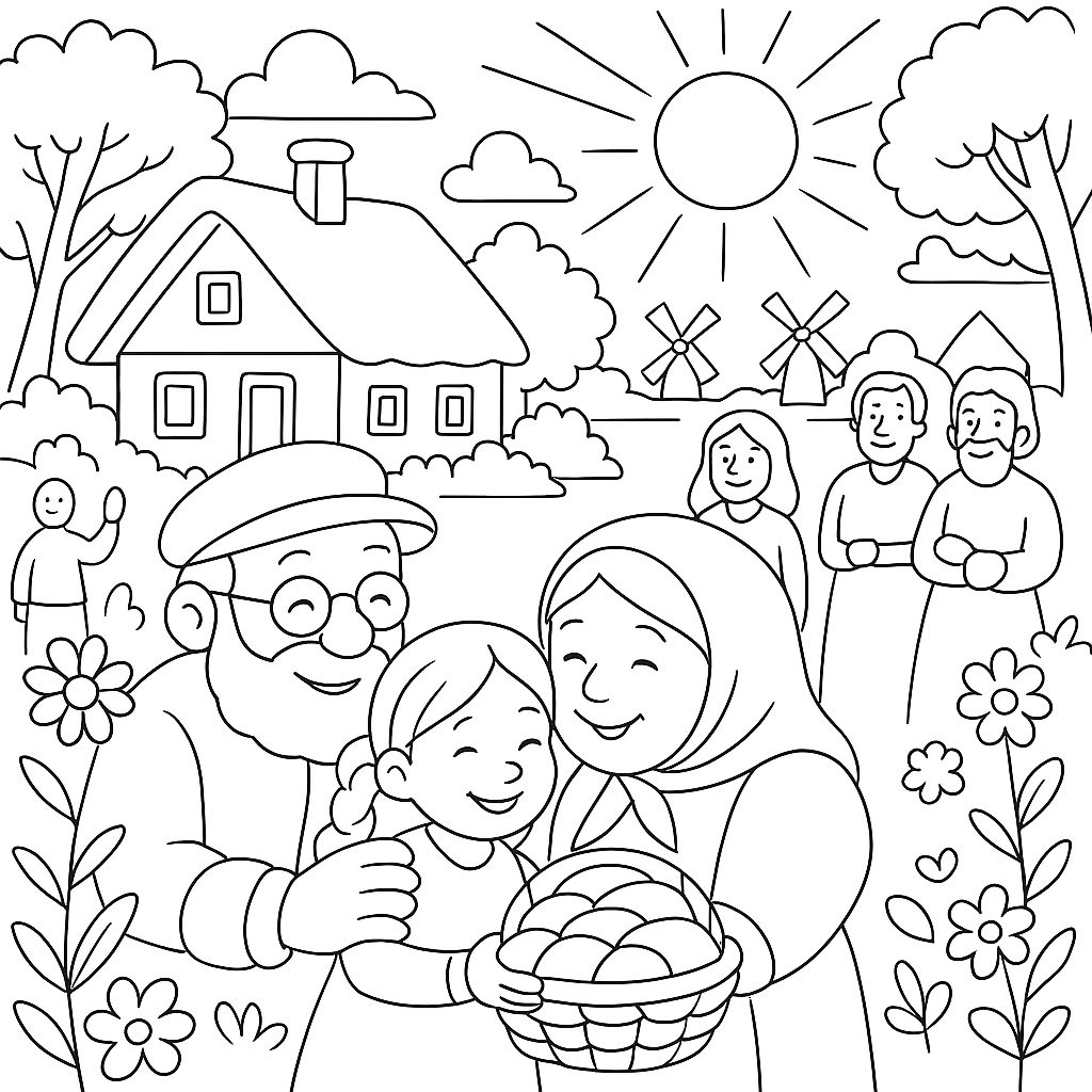 Раскраска по сказке "Машенька и Медведь"