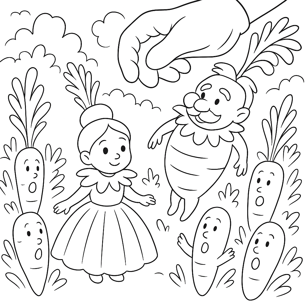 Раскраска по сказке "Сказка о морковке"