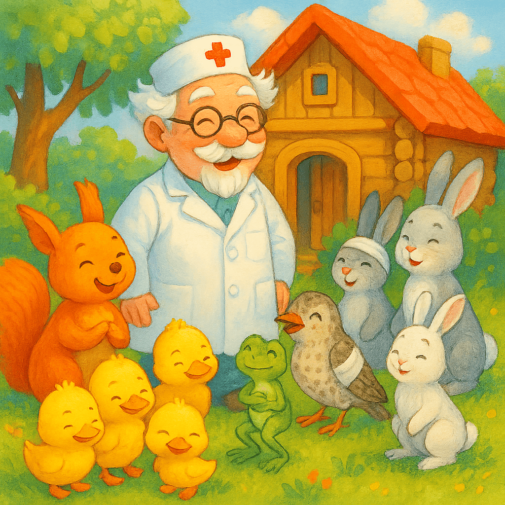 Увидев Айболита, зверята поправились и пошли играть.