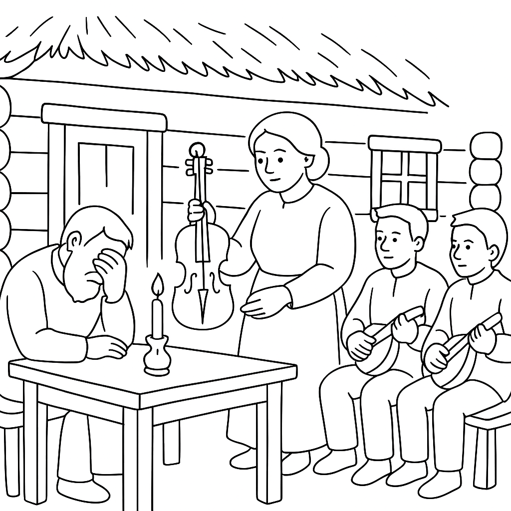 Раскраска по сказке "Девушка-берёзка"