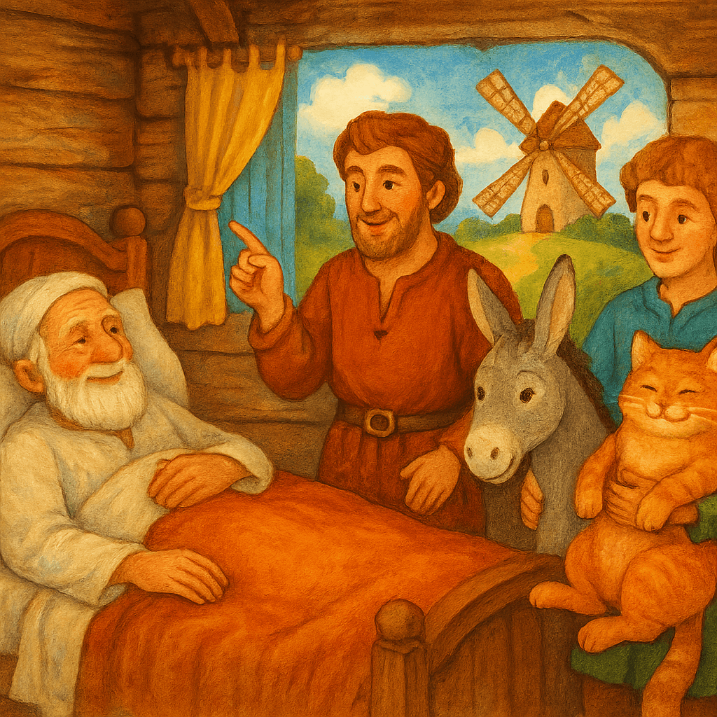 Мельник делит наследство между тремя сыновьями