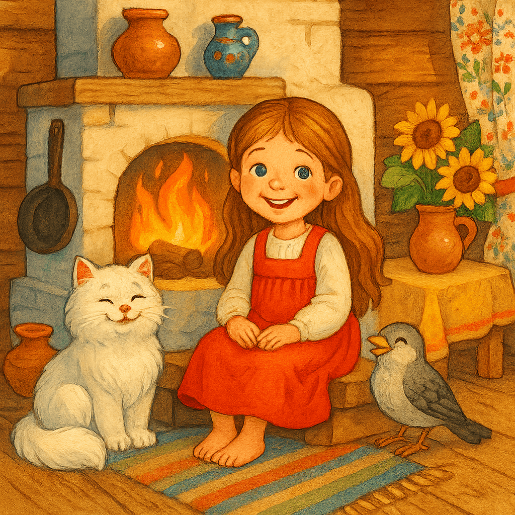 Жихарка счастлива дома с Котом и Воробьём.