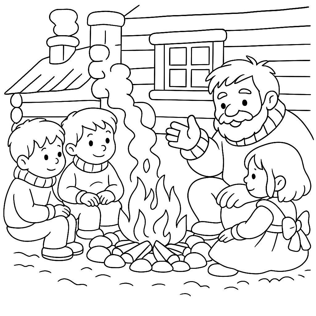 Раскраска по сказке "Семь пшеничных зёрен"