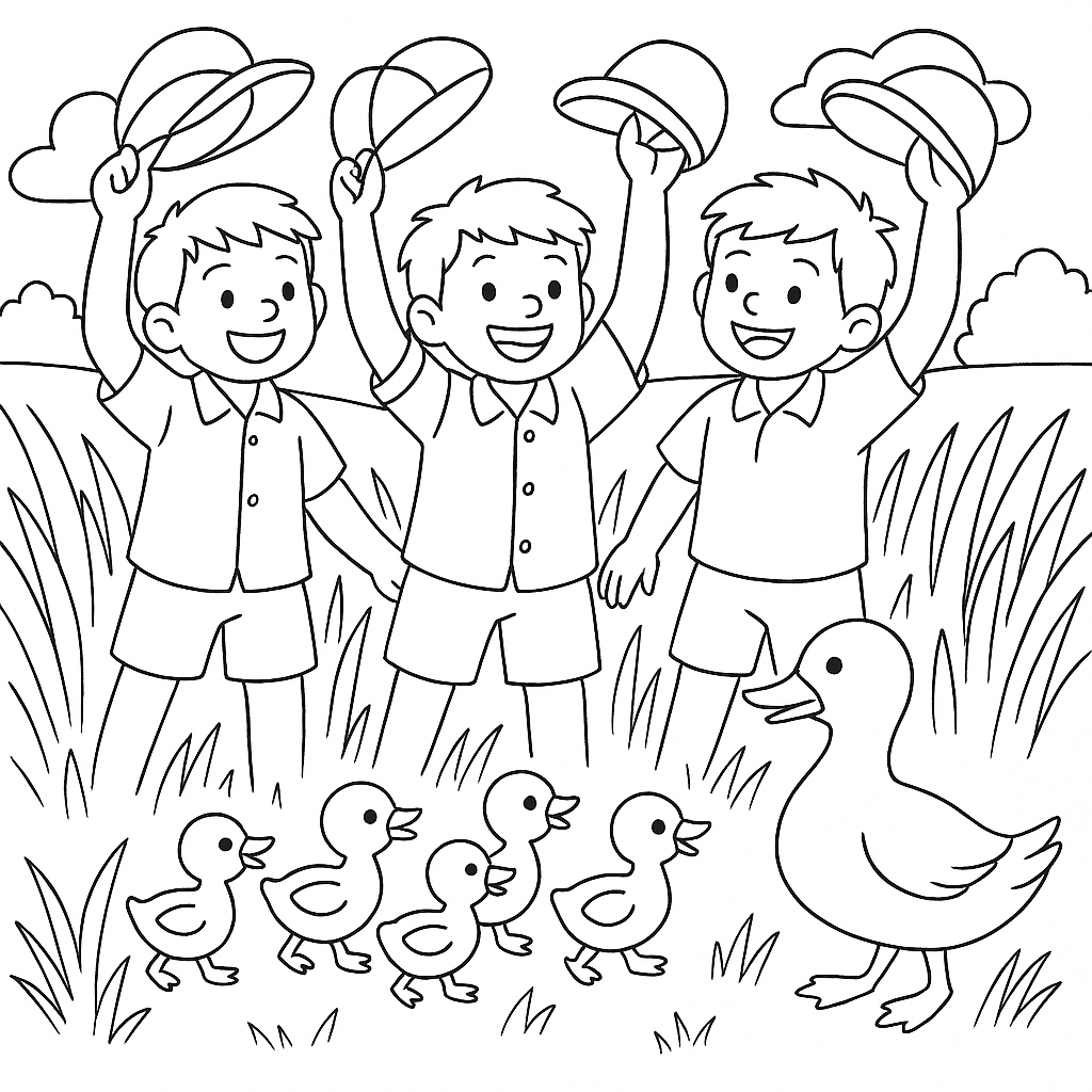 Раскраска по сказке "Ребята и утята"