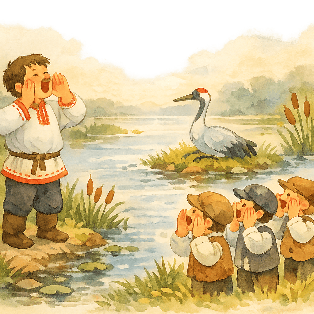 Мужчина и ребята кричат «Фру-фру», зовут Журку