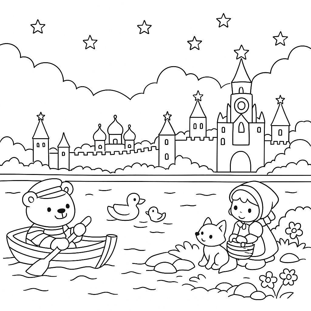 Раскраска по сказке "Веселая Азбука в стихах"