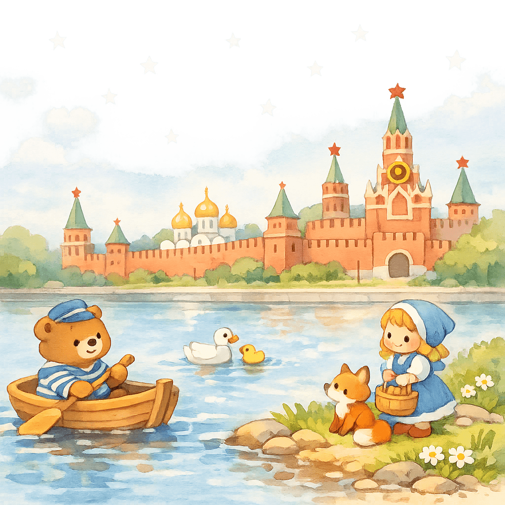 Звёзды днём над Кремлём за рекой