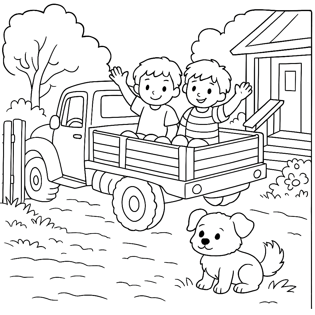 Раскраска по сказке "Уехали"