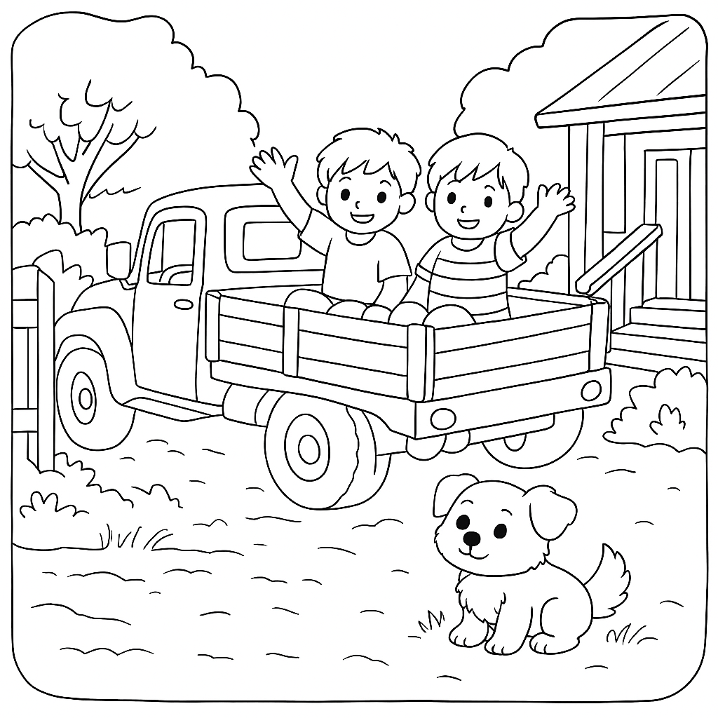 Раскраска по сказке "Уехали"