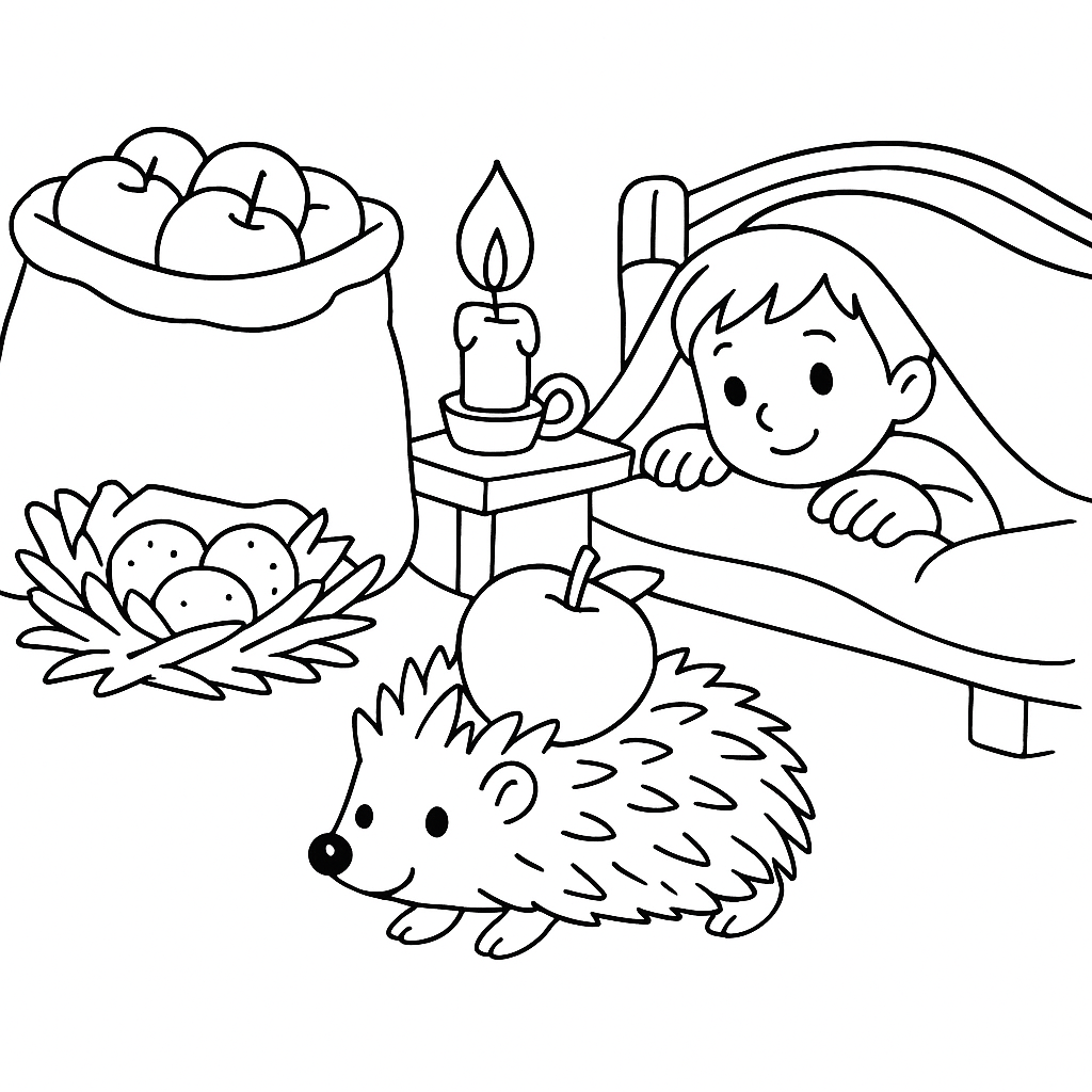 Раскраска по сказке "Ёж"