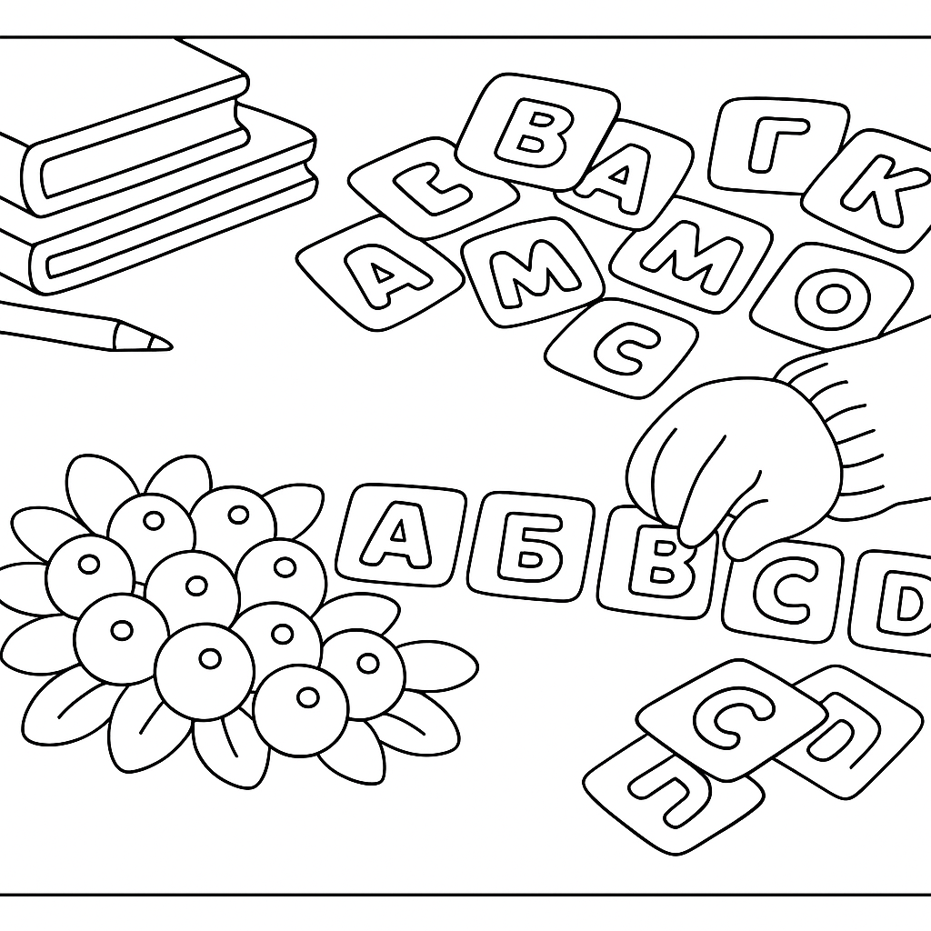 Раскраска по сказке "Веселая Азбука в стихах"