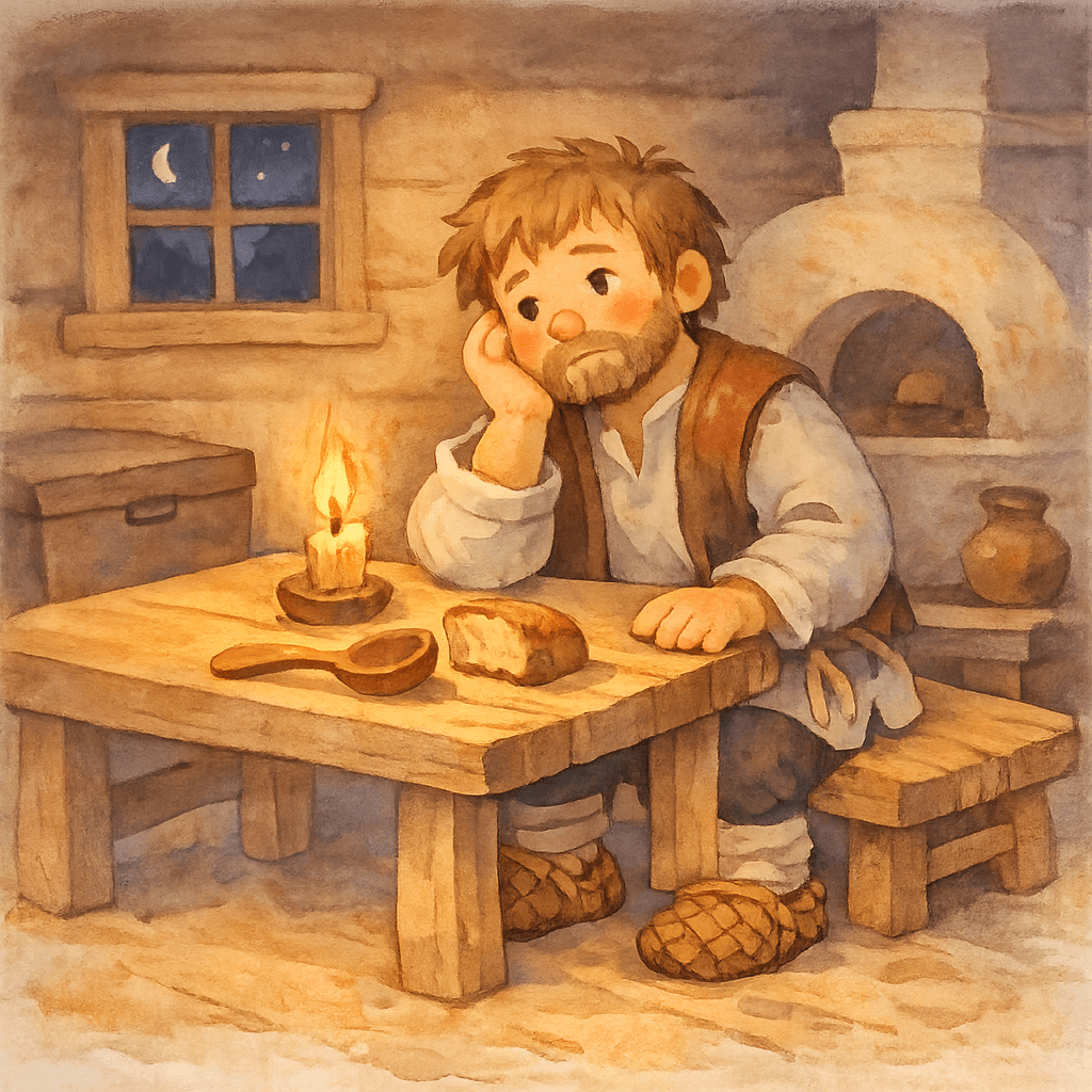 Мужик думает ночью в избе