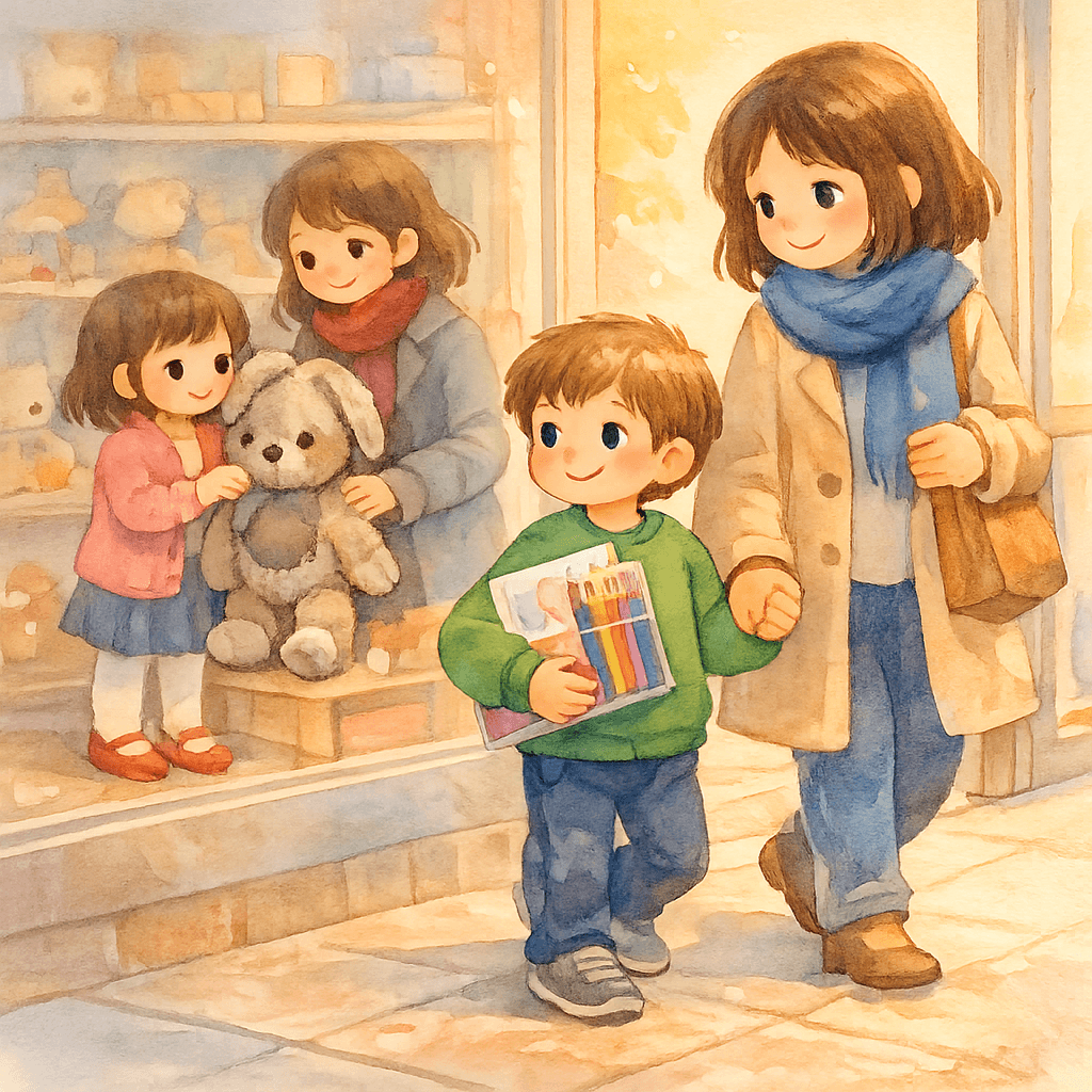 Ваня уходит, а девочка остаётся со своим зайцем