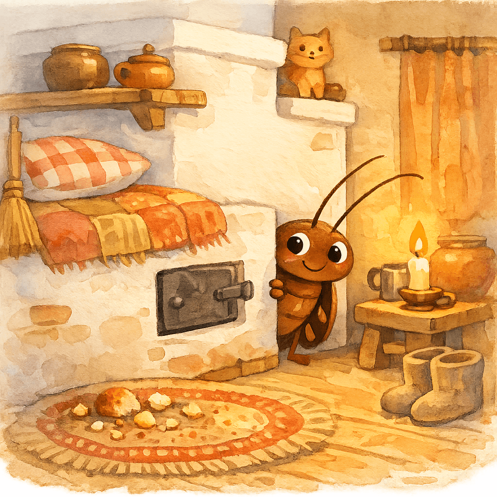 Таракан живёт за тёплой печкой