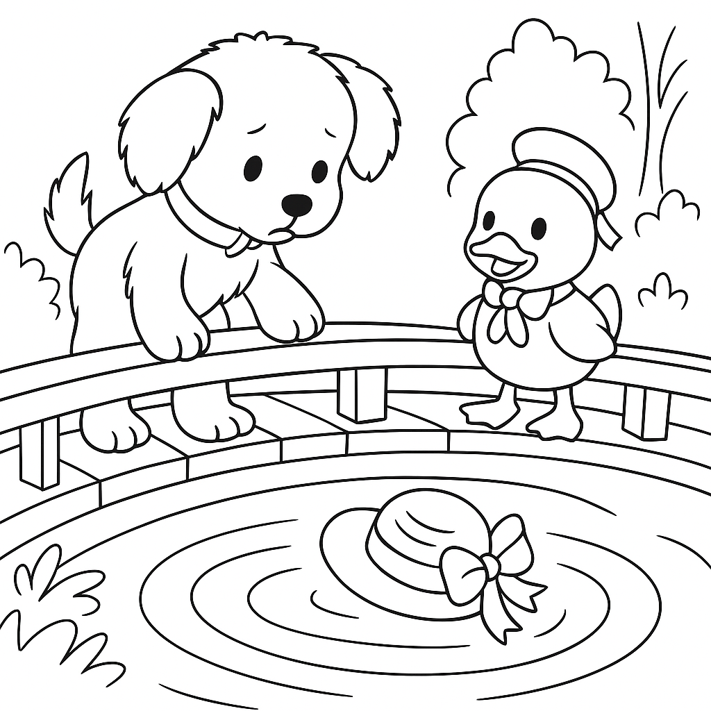 Раскраска по сказке "Пёс Тото и спасение шляпки"