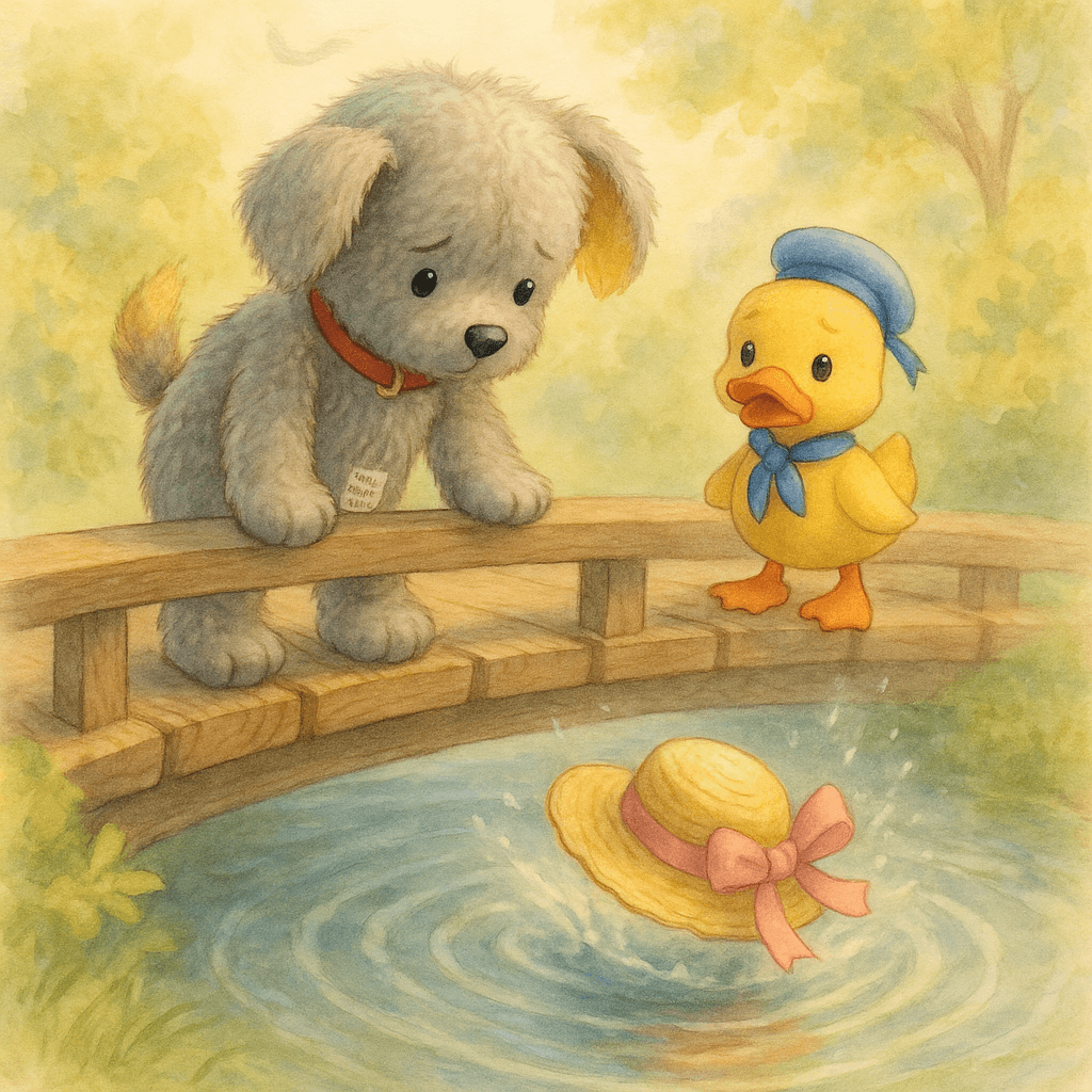 Шляпка падает в пруд, по воде идут круги