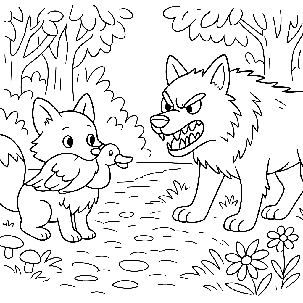 Раскраска по сказке "Кот и лиса"