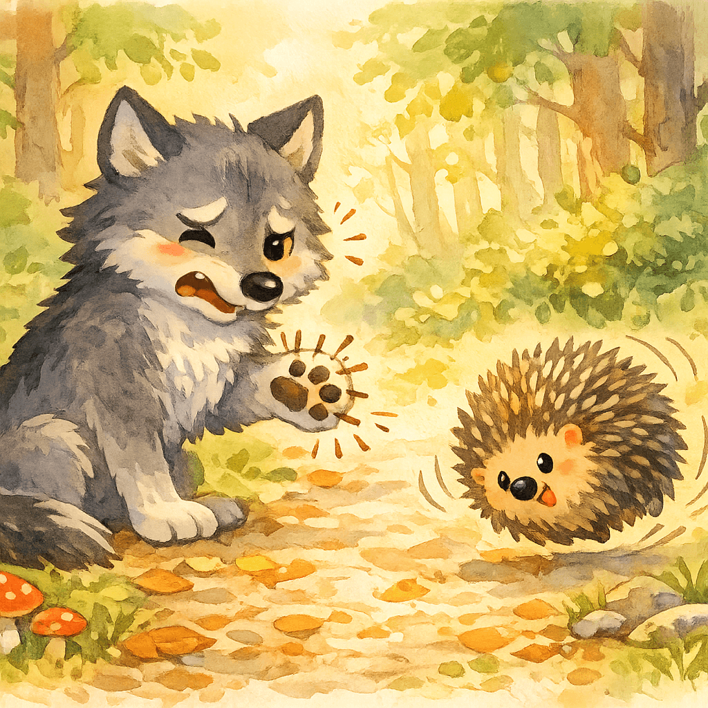 Волк уколол лапу об иголки ёжика