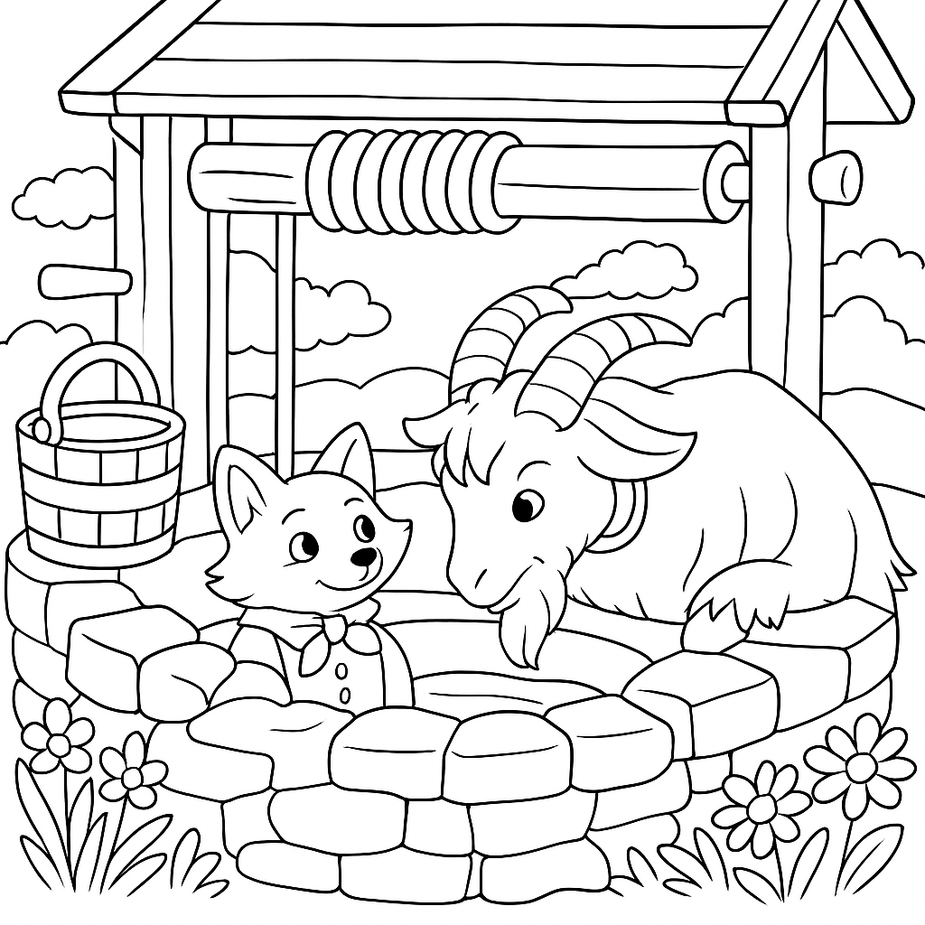 Раскраски: Лиса и козел