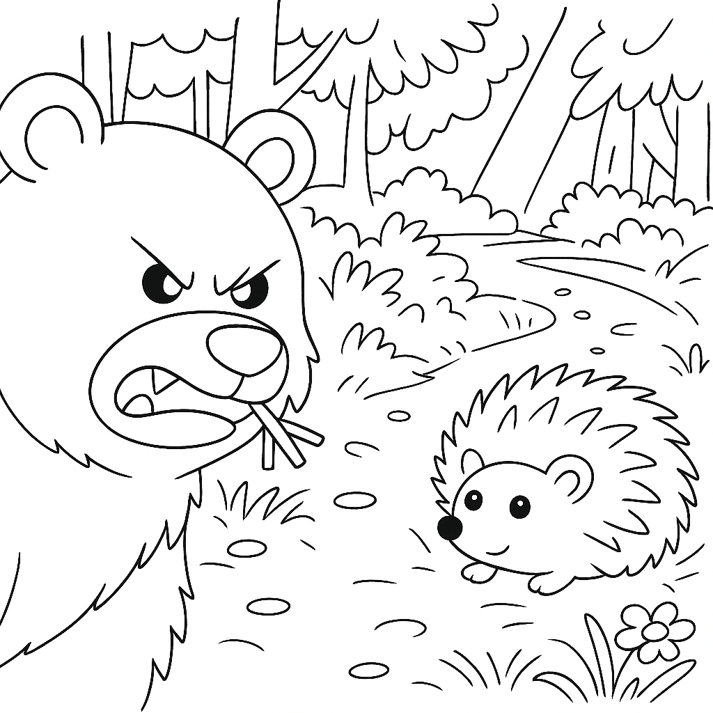 Раскраска по сказке "Лесной колобок колючий бок"