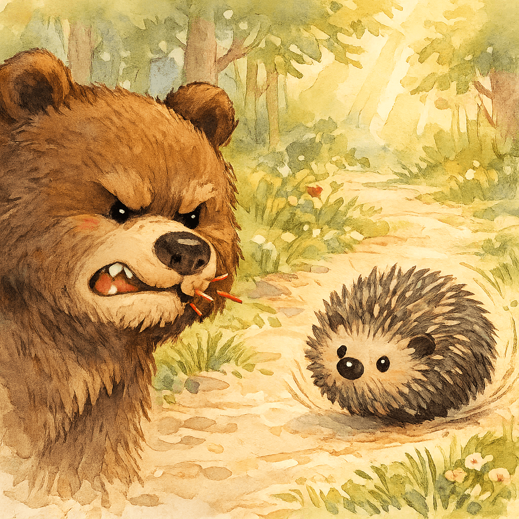 Медведь уколол губы об иголки ёжика