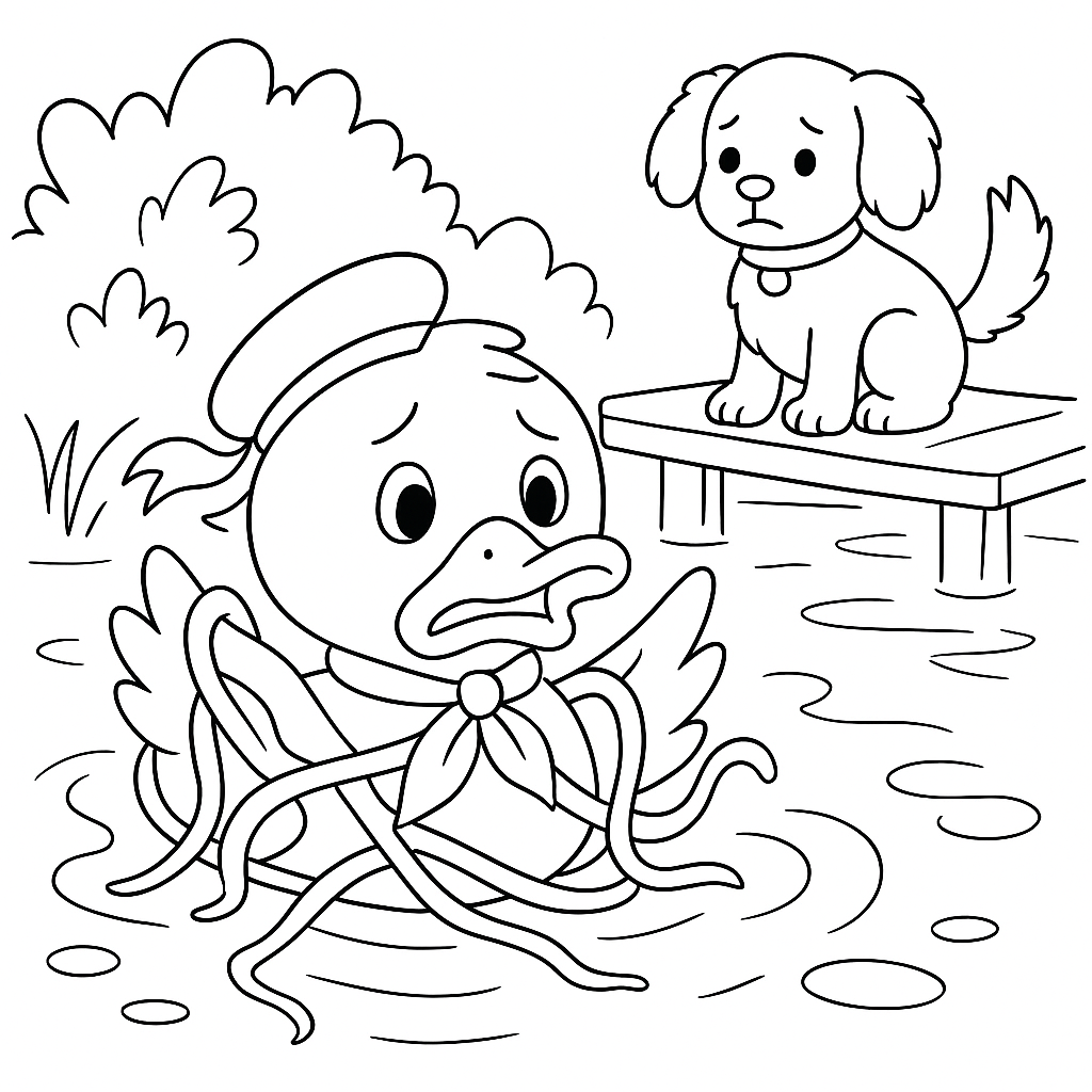 Раскраска по сказке "Пёс Тото и спасение шляпки"