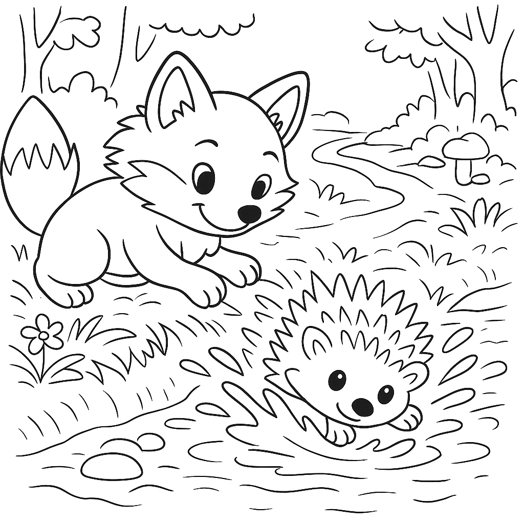 Раскраска по сказке "Лесной колобок колючий бок"