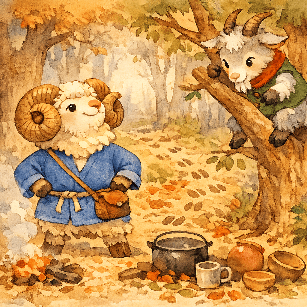 Баран хвастается, а козёл слезает с дерева