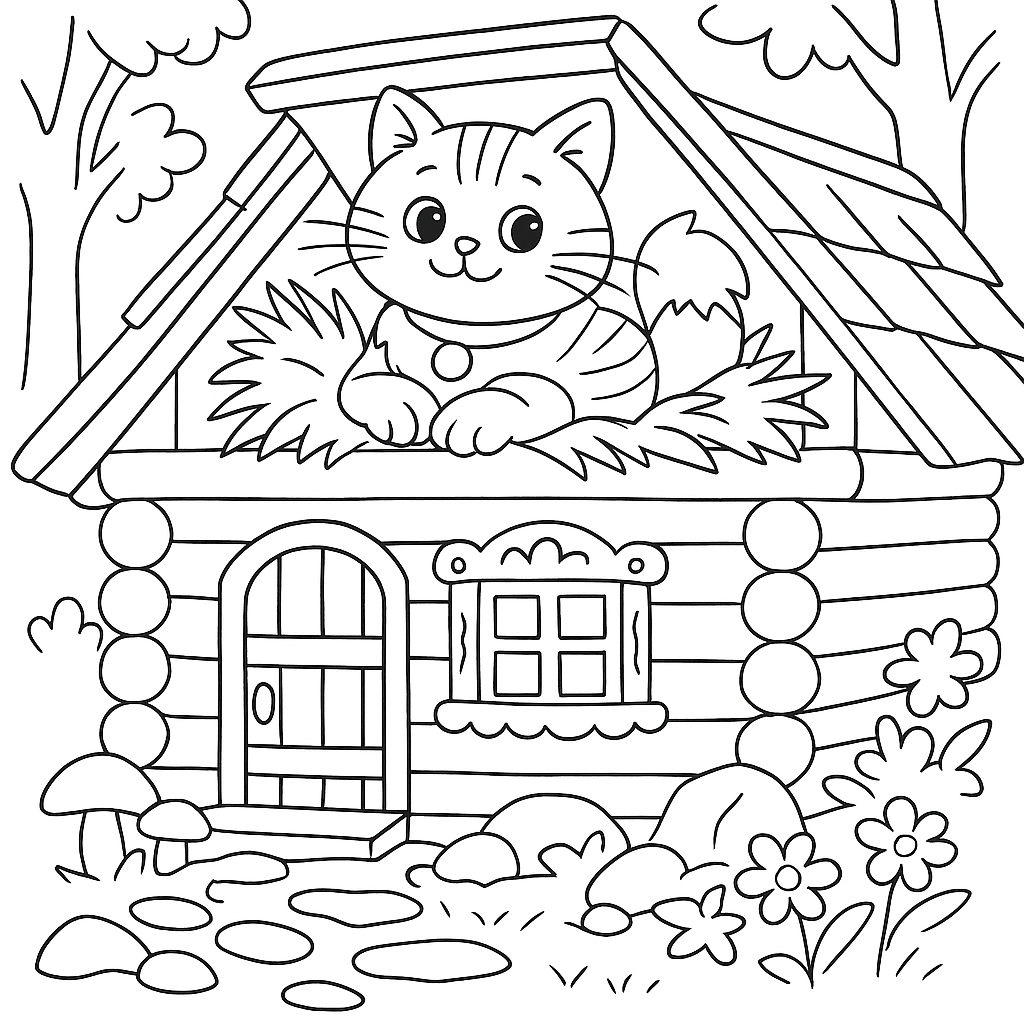 Раскраска по сказке "Кот и лиса"