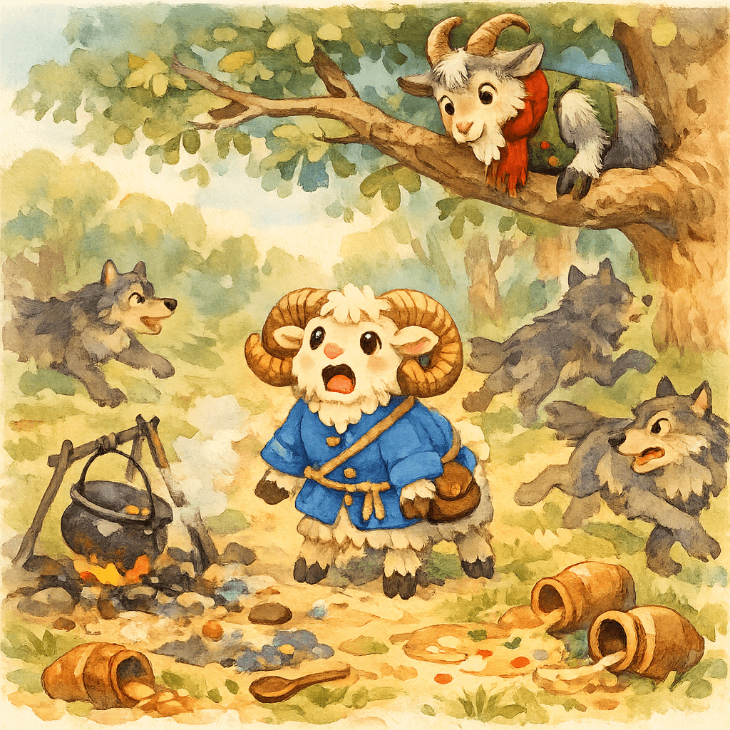 Волки в панике разбегаются, оставив костёр