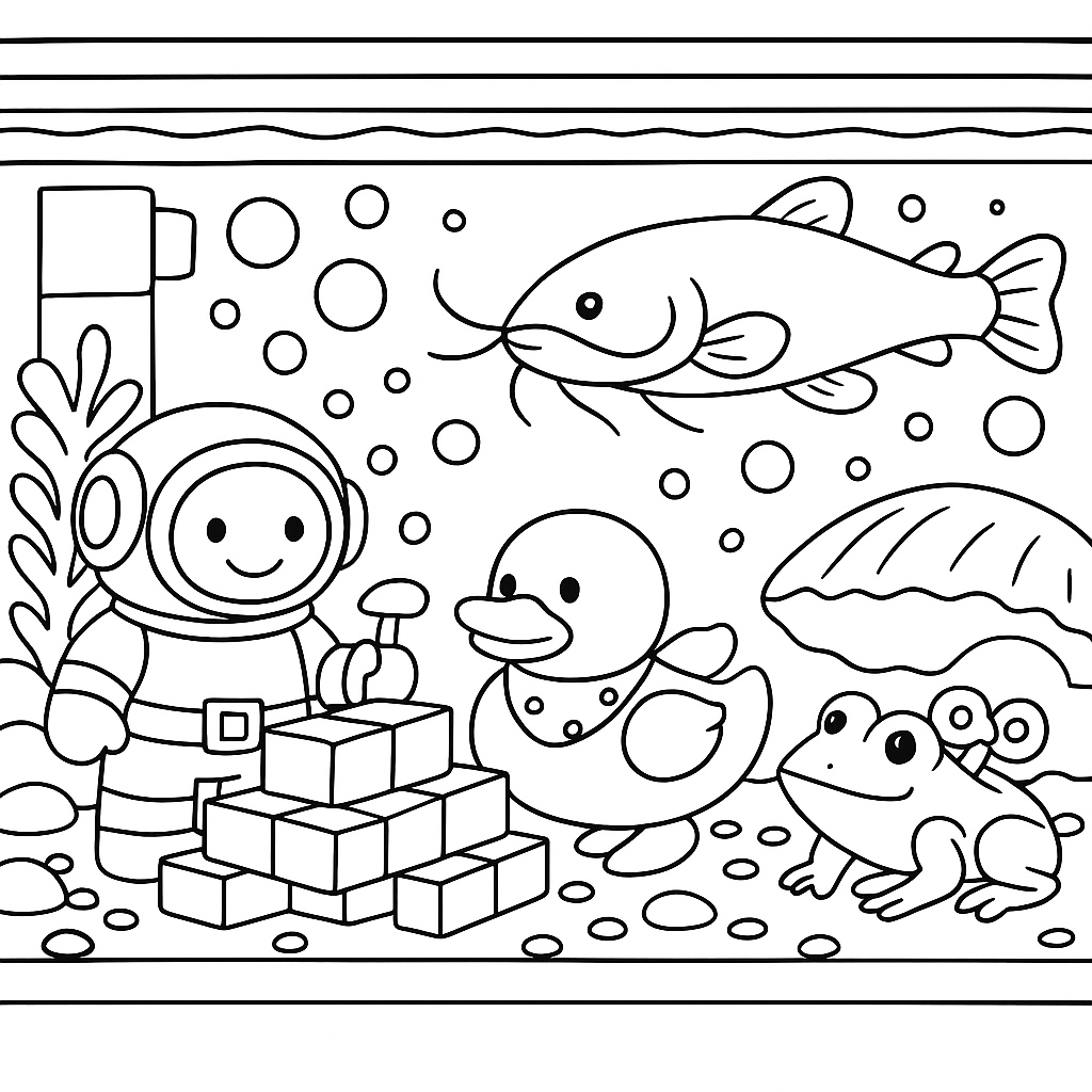 Раскраски: Игрушки в аквариуме