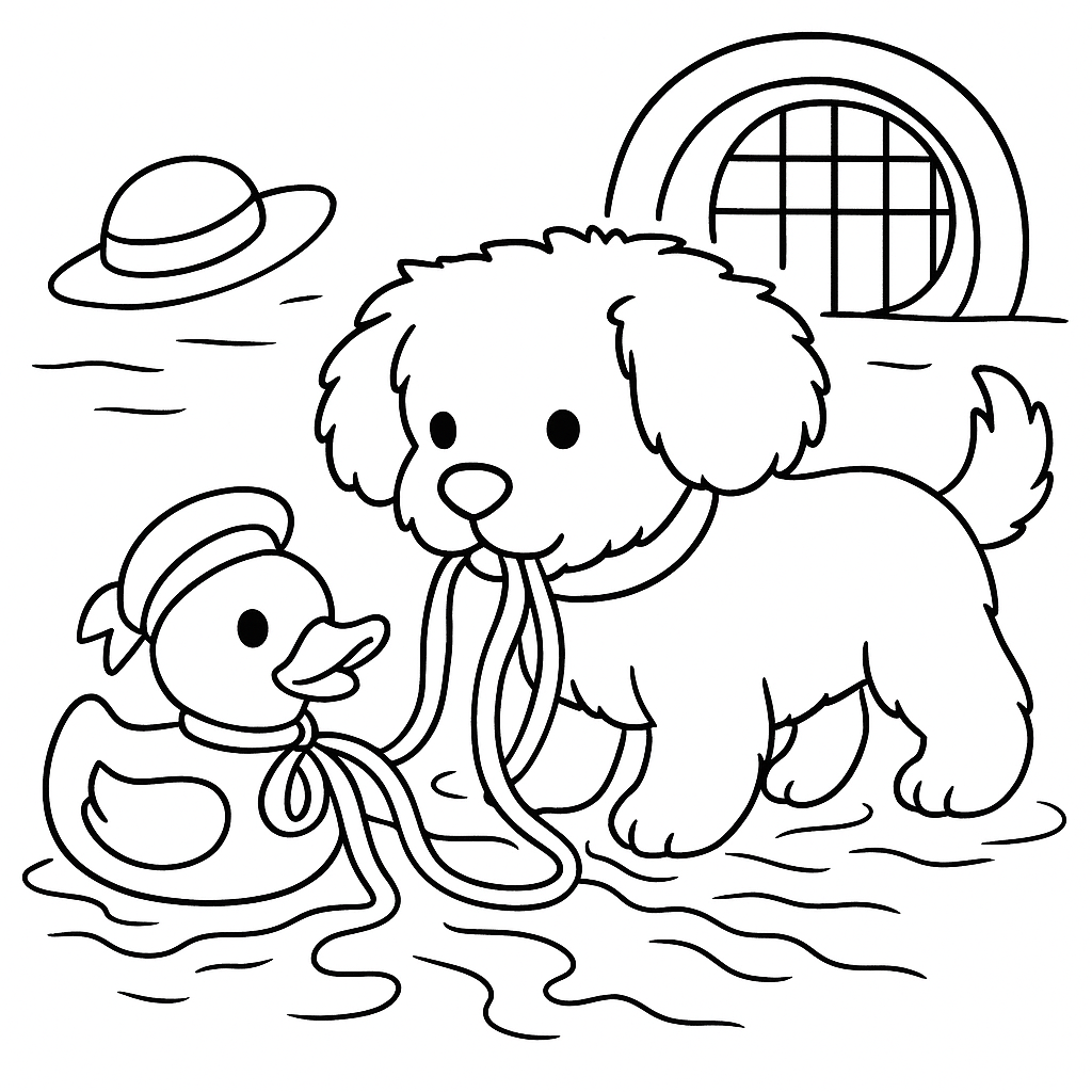 Раскраска по сказке "Пёс Тото и спасение шляпки"