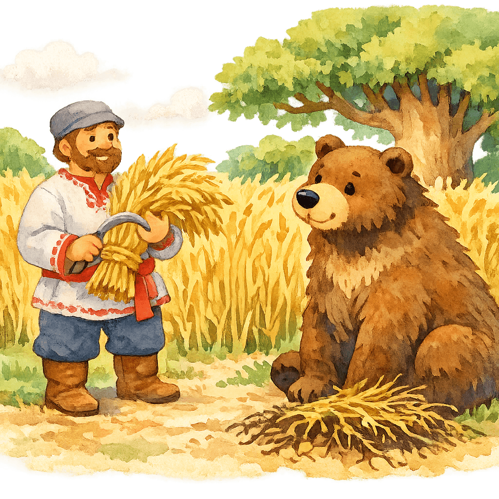 Мужик и медведь делят рожь: корешки и вершки