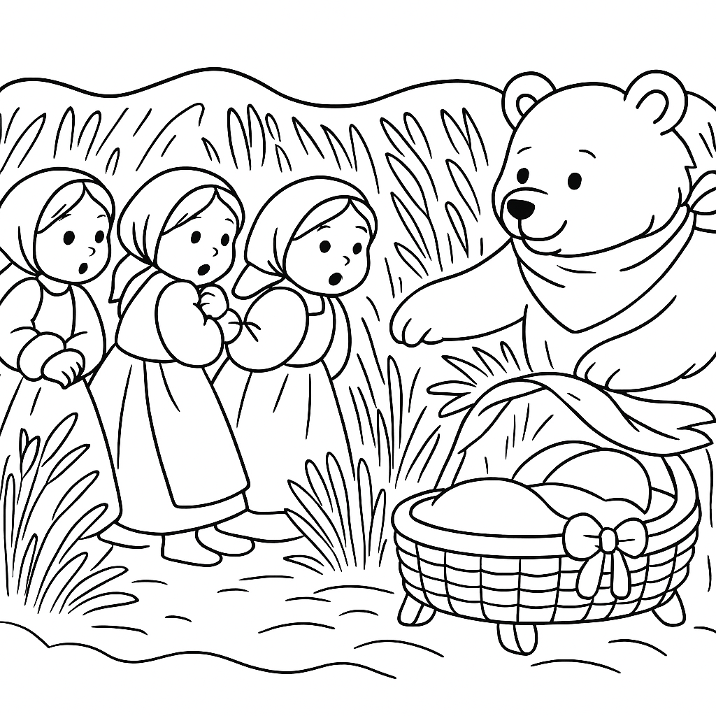 Раскраска по сказке "Полкан и медведь"