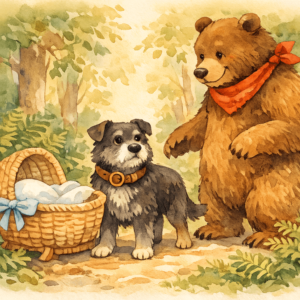 Полкан забирает люльку у медведя в лесу