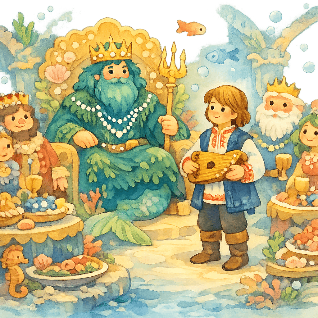 Садко перед Морским царём в подводном дворце