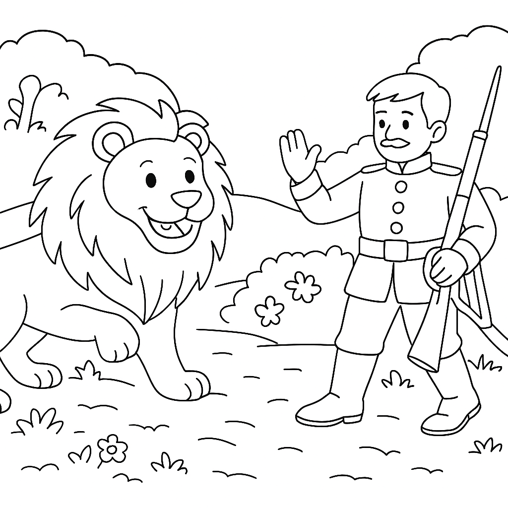 Раскраска по сказке "Лев, щука и человек"