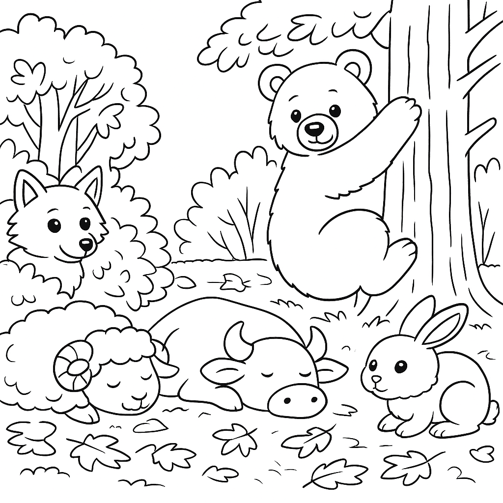 Раскраска по сказке "Кот и лиса"