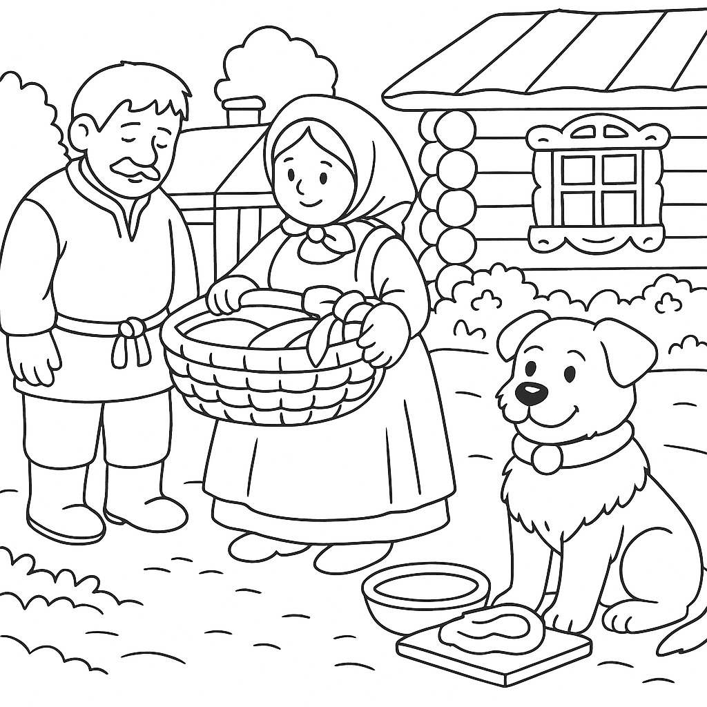 Раскраска по сказке "Полкан и медведь"