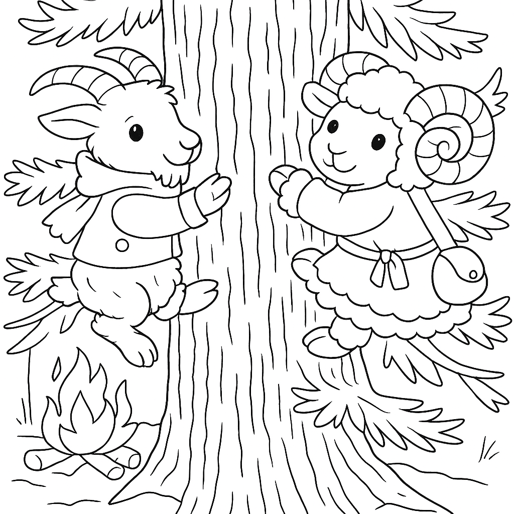 Раскраска по сказке "Храбрый баран"