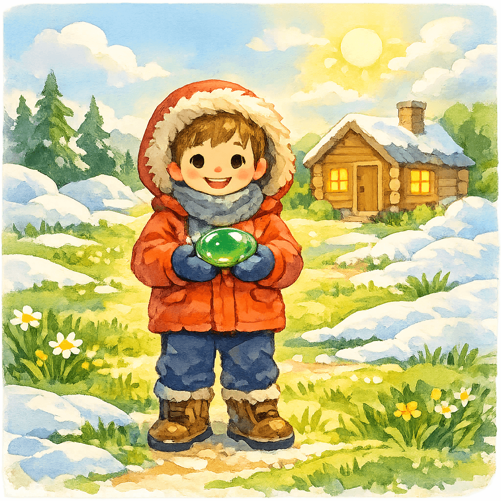 Зима превращается в лето от волшебной стекляшки