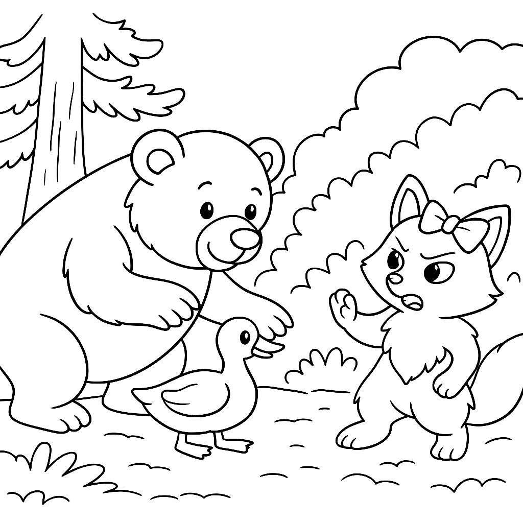 Раскраска по сказке "Кот и лиса"