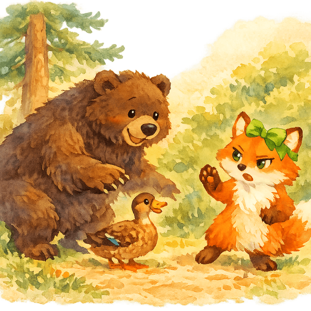 Лиса пугает медведя именем Котофея Ивановича