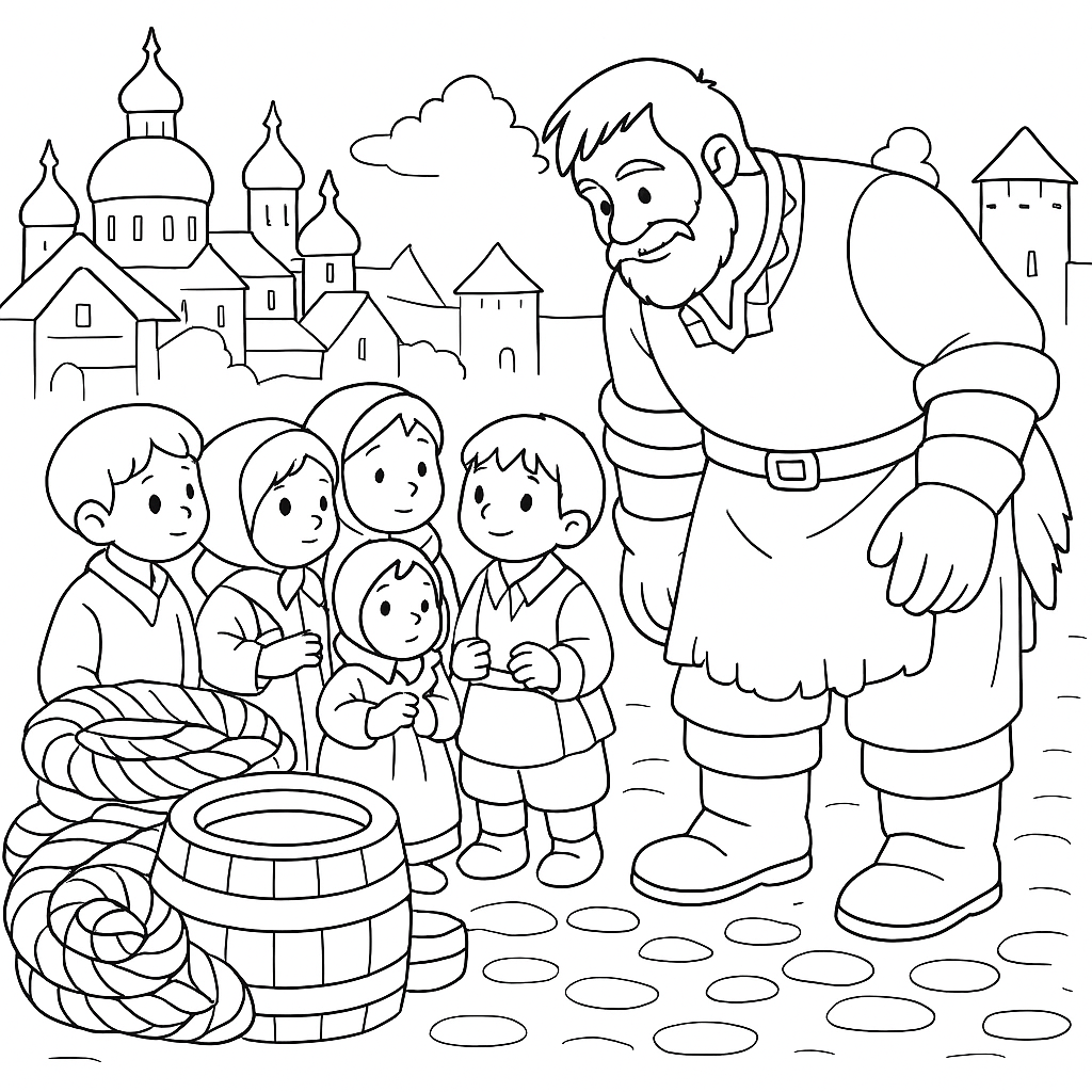 Раскраска по сказке "Никита Кожемяка"