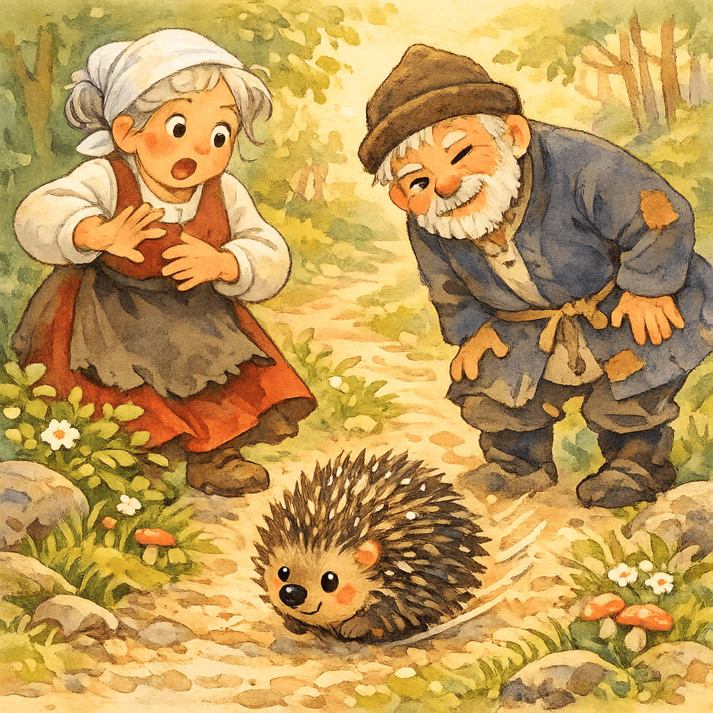 Старуха укололась, а ёжик покатился по тропинке