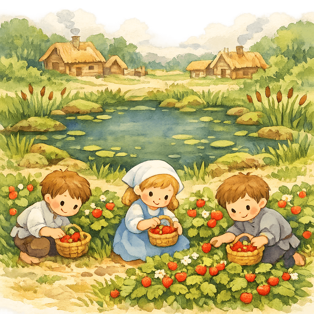 На месте избушки стало болото, а вокруг — много земляники для детей